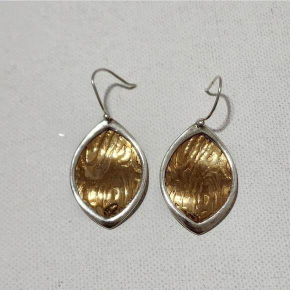 Silpada W2431 "Timber" Two-tone Sterling Silver Textured Bronze Dangle Earrings - Picture 1 of 5